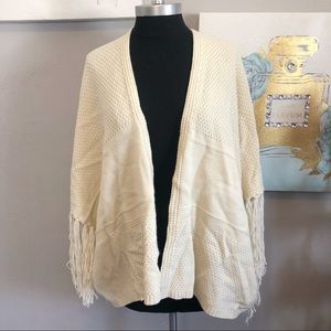 Anthropologie La Fee Verte Cream Tassel Shawl
